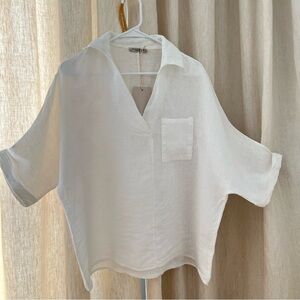 FRANCESCA BETTINI Linen Shirt - Dropped Shoulder Oversized Linen Shirt Small